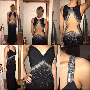 Elegant Black and Silver Women's Prom Dress